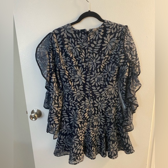 Keepsake Engage Navy Blue Lace Long Sleeve Dress XS - Picture 5 of 8